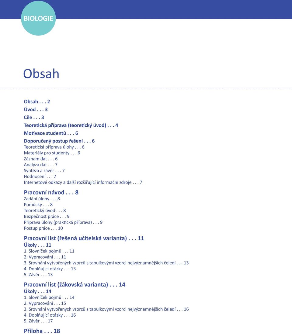 .. 8 Teoretický úvod... 8 Bezpečnost práce... 9 Příprava úlohy (praktická příprava)... 9 Postup práce... 10 Pracovní list (řešená učitelská varianta)... 11 Úkoly... 11 1. Slovníček pojmů... 11 2.
