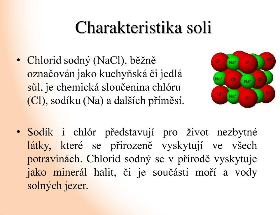 Sodík i chlór představují pro život nezbytné látky, které se přirozeně vyskytují ve