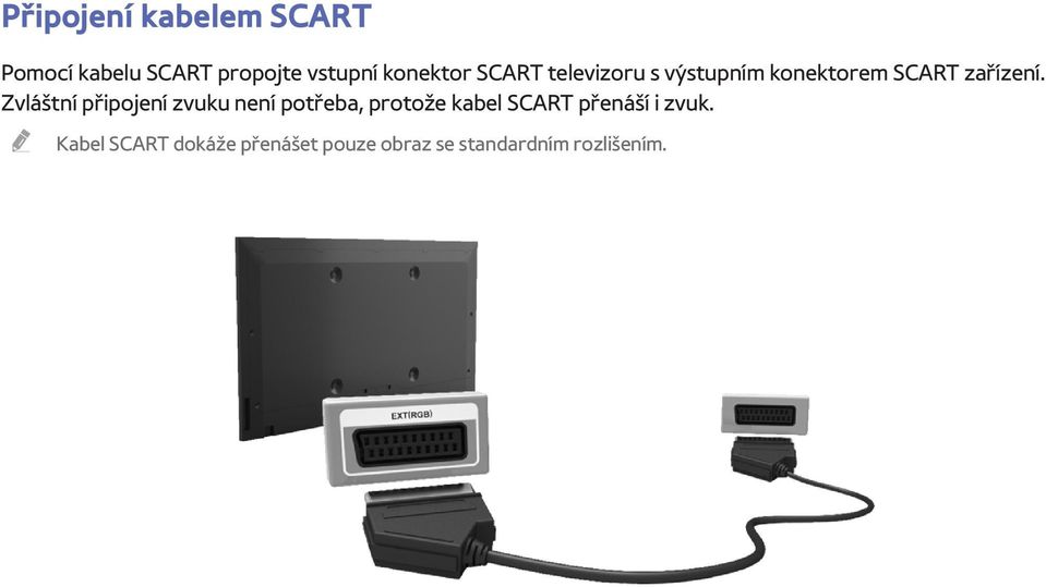 Zvláštní připojení zvuku není potřeba, protože kabel SCART přenáší