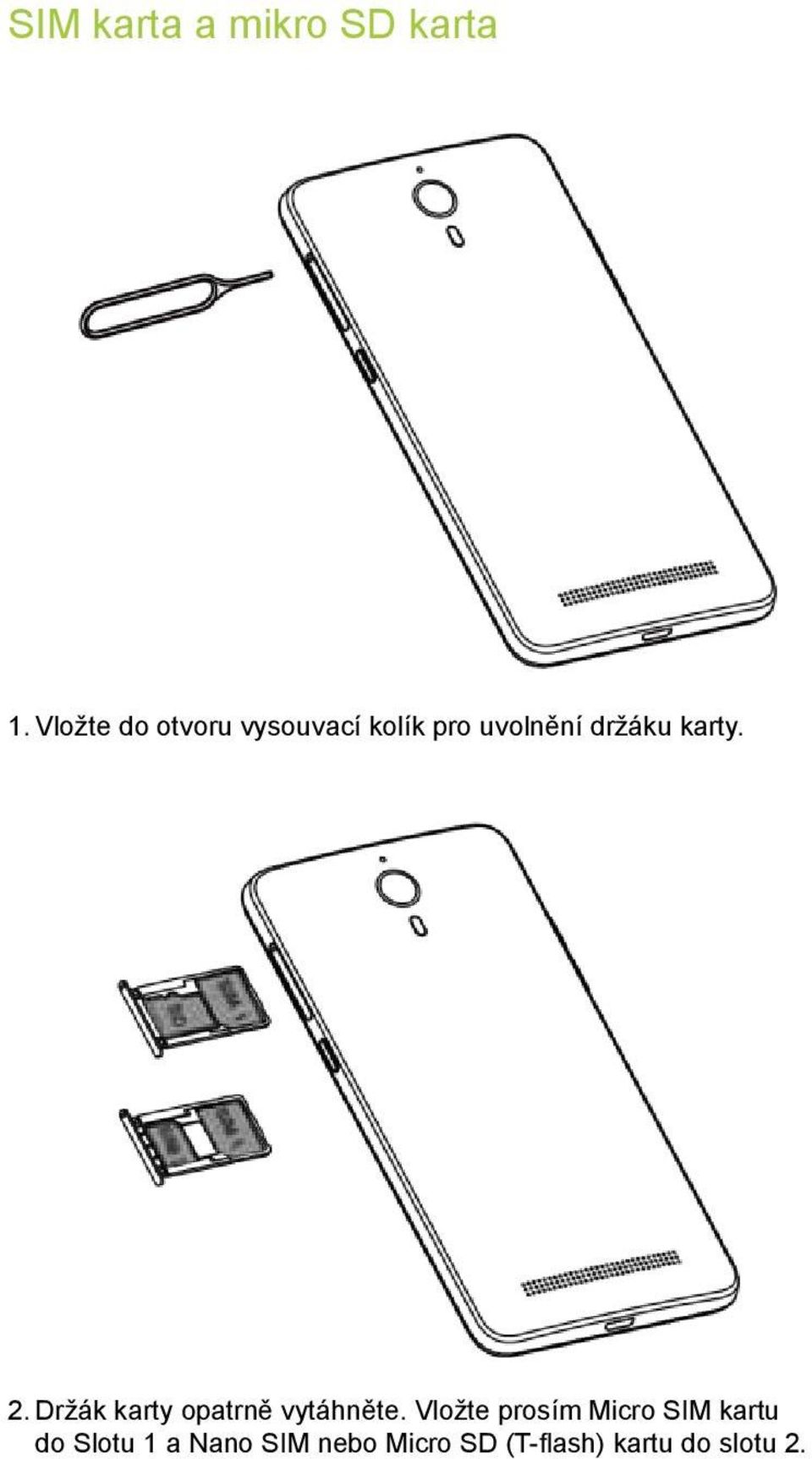 karty. 2. Držák karty opatrně vytáhněte.