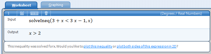 15 Řešení lineární nerovnice v aplikaci Microsoft Mathematics Pochopení počítačového řešení lineární nerovnice v aplikaci Microsoft Mathematics Řešte lineární nerovnici x + 3 < 3x 1 v aplikaci