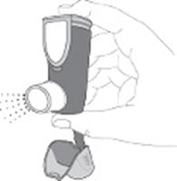 Při přípravě Vašeho inhalátoru k používání se řiďte následujícími pokyny: 1. Protřepejte inhalátor důkladně po dobu alespoň 5 sekund, aby se promíchal obsah tlakové nádobky. 2.
