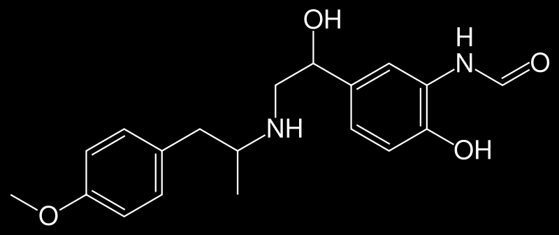 terbutalin podává se z turbohaleru v dávce 250-500 μg nebo jako roztok do inhalace. Účinek trvá 4-6 hodin. (3) Obrázek 4: terbutalin 10.1.1.2. Inhalační β 2 -agonisté s dlouhodobým účinkem (LABA long acting beta 2 - agonists) Indikována tam, kde je nutno podávat sympatomimetika pravidelně tj.