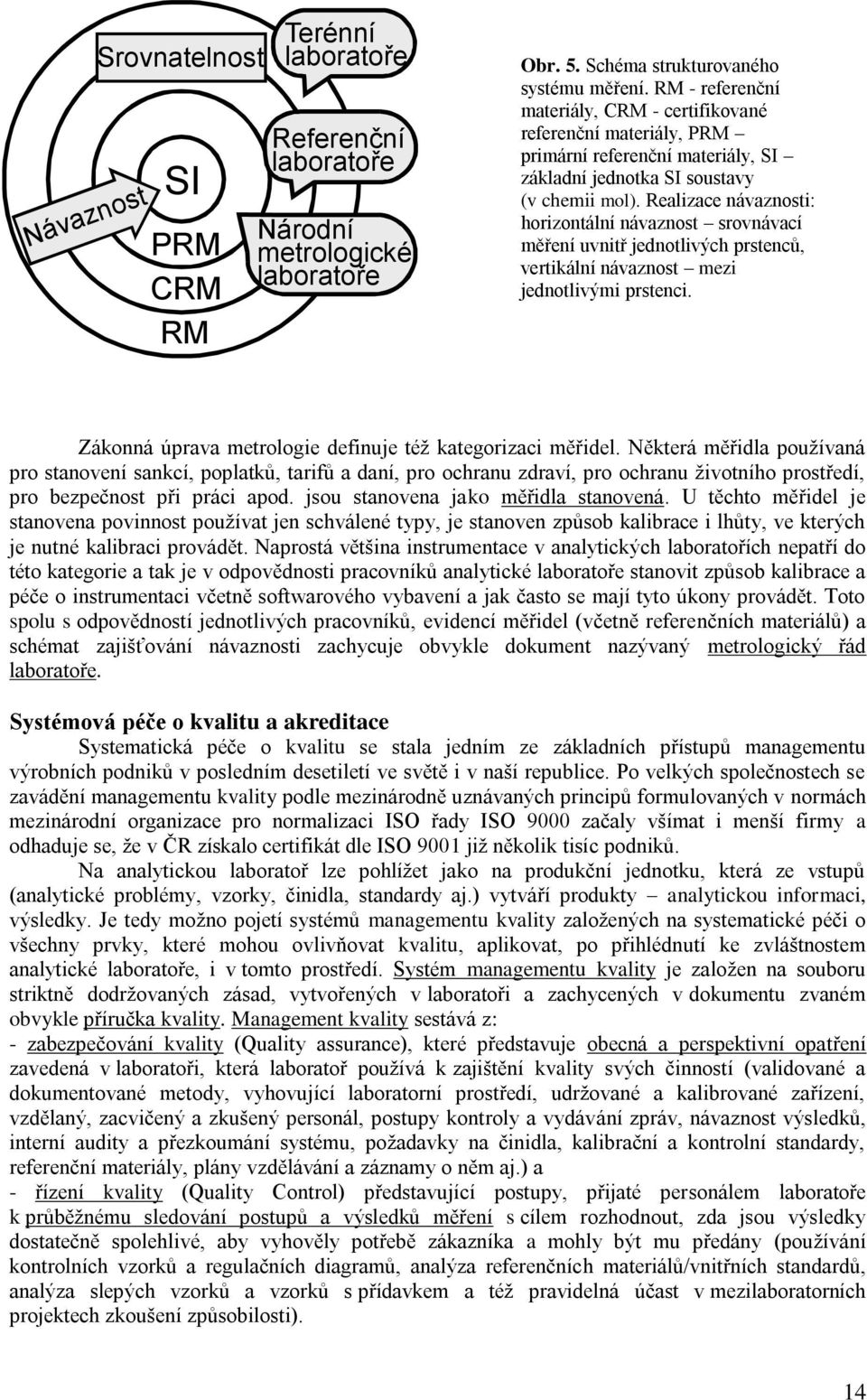 Realizace návaznosti: horizontální návaznost srovnávací měření uvnitř jednotlivých prstenců, vertikální návaznost mezi jednotlivými prstenci.