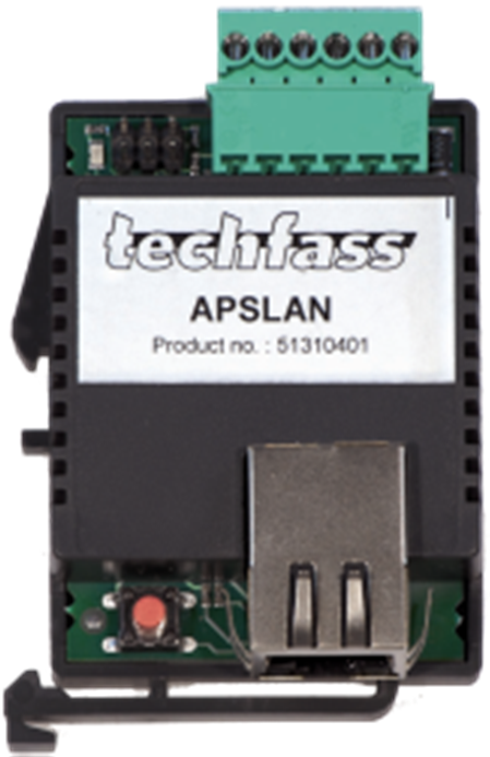 2 Popis produktu Komunikační převodník APSLAN je určen pro komunikaci se systémem APS mini Plus přes rozhraní TCP/IP nebo pro zajištění jednostranné komunikace z WIEGAND výstupu čteček přes rozhraní