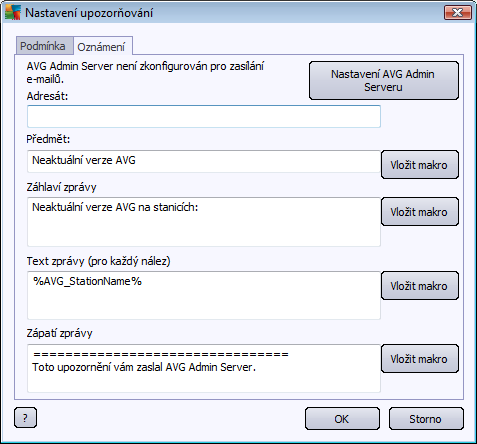 6.7.2. Záložka Oznámení Na této záložce můžete upřesnit, jak má vlastní zpráva vypadat.