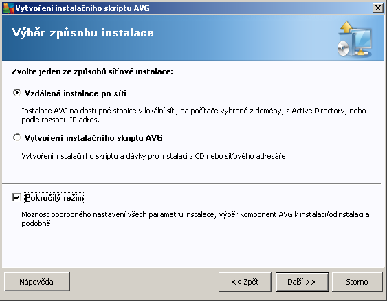 Pokud jste již dříve použili Průvodce síťovou instalací AVG a zároveň uložili vlastní nastavení konfigurace do souboru (dostupné v posledním kroku), můžete nastavení nyní nahrát tlačítkem Načíst