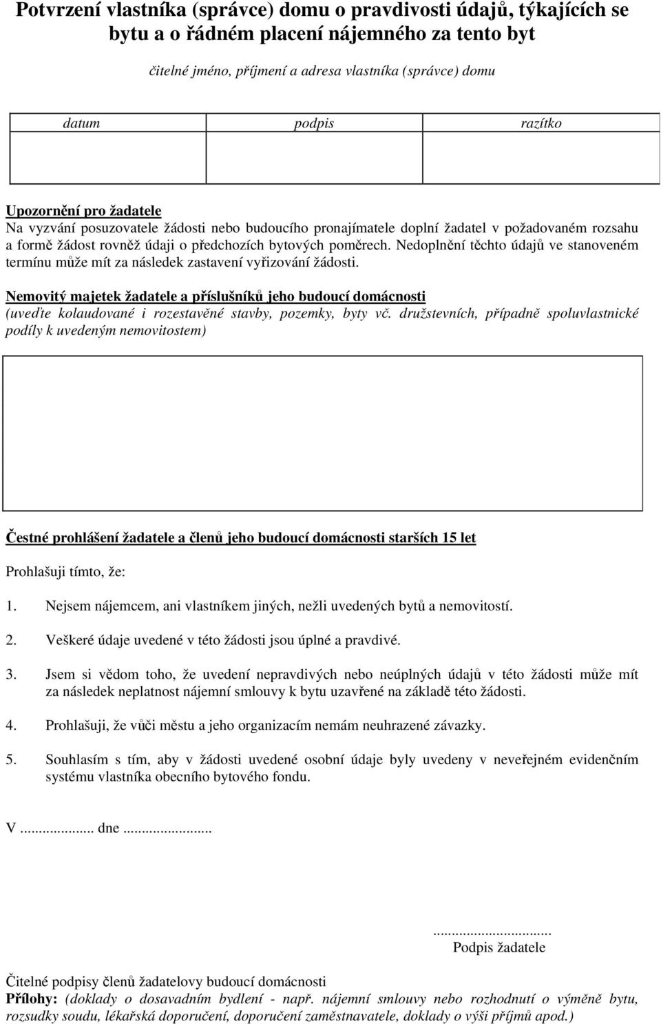 ŽÁDOST. o přidělení bytu. Žadatel - PDF Stažení zdarma