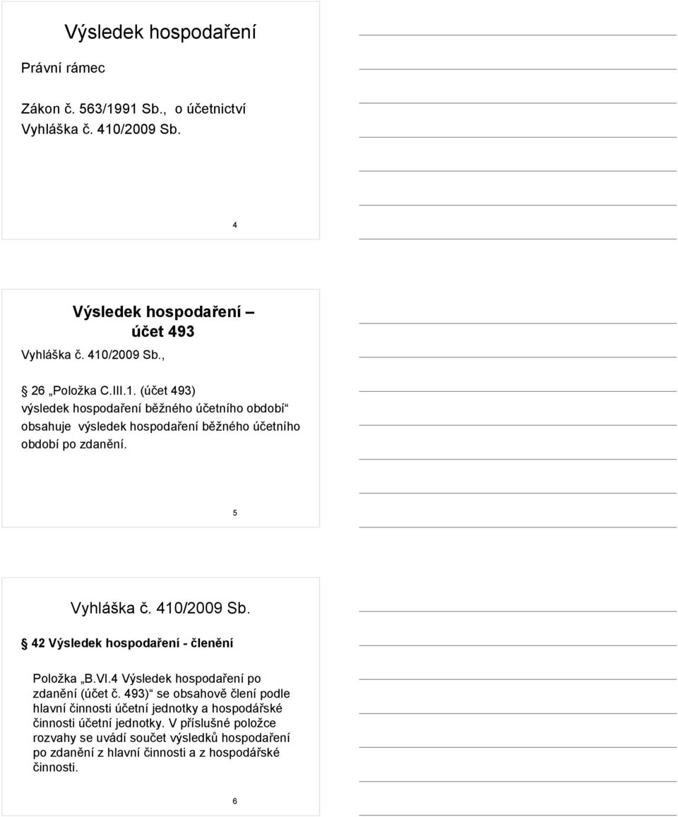 42 Výsledek hospodaření - členění Položka B.VI.4 Výsledek hospodaření po zdanění (účet č.