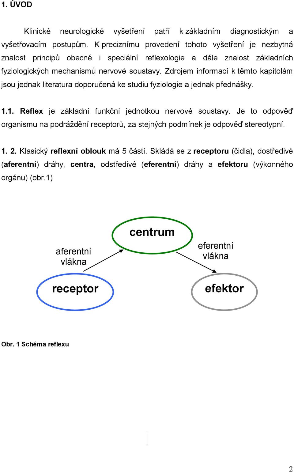 Zdrojem informací k těmto kapitolám jsou jednak literatura doporučená ke studiu fyziologie a jednak přednášky. 1.1. Reflex je základní funkční jednotkou nervové soustavy.