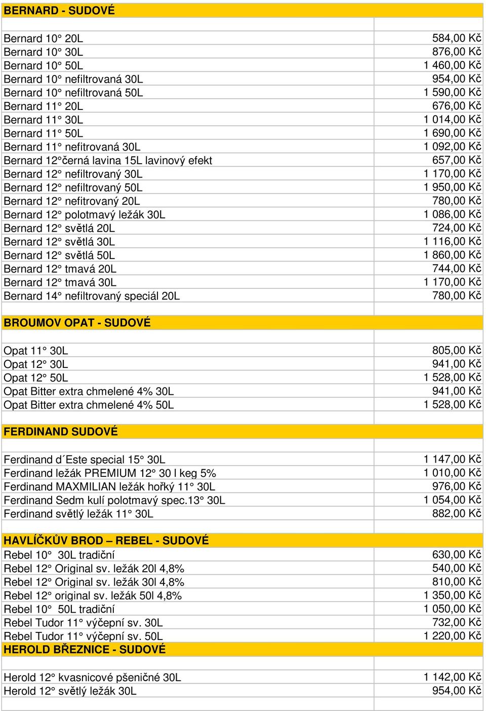 Bernard 12 světlá 50L Bernard 12 tmavá 20L Bernard 12 tmavá 30L Bernard 14 nefiltrovaný speciál 20L 584,00 Kč 876,00 Kč 1 460,00 Kč 954,00 Kč 1 590,00 Kč 676,00 Kč 1 014,00 Kč 1 690,00 Kč 1 092,00 Kč