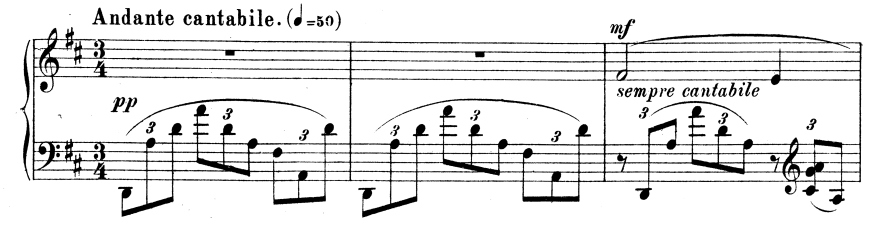 Příklad č. 8 4. Preludium D dur Andante cantabile Nálada čtvrtého preludia by se dala přirovnat k Písním beze slov.