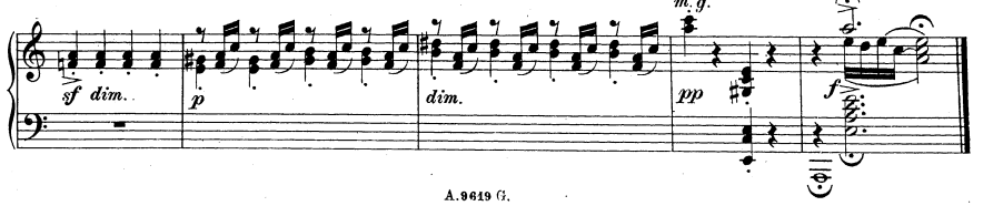 8. Preludium a moll Vivo Po dvojím uvedení motivu ve fortissimo a následné prodlevě na tónu A, se rozvíjí rytmicky dokonalé preludium.