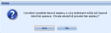 Dialog umoţňuje výběr dat (záznamů seznamu), které mají být vytisknuty. Umoţňuje zvolit vytištění pouze aktuálně zobrazených dat (aktuální stránky), či vytištění všech záznamů (všech stránek).