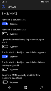 Upozornění o doručení SMS 1. V menu stisknete dlaždici Nastavení. 2.