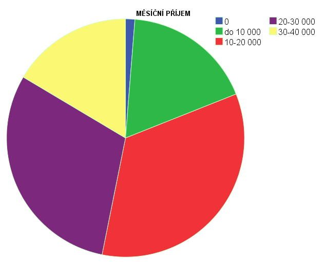 Otázka č. 20: Jaký je váš měsíční příjem Respondenti mohli vybírat z pěti možností. Z výzkumu vyplynulo, že měsíční příjem klientů se nejvíce pohybuje mezi 10-30 tis. měsíčně.