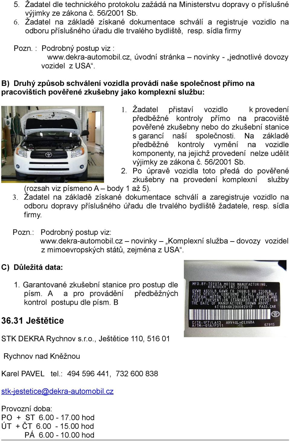 Schvalování jednotlivě dovezených vozidel z mimoevropských států zejména z  USA - PDF Stažení zdarma