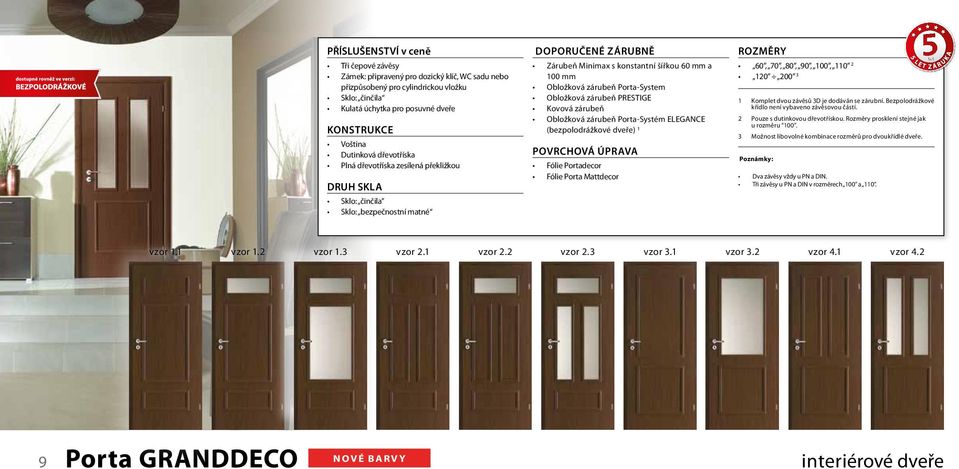 Fólie Portadecor Fólie Porta Mattdecor 60, 70, 80, 90, 100, 110 2 120 200 3 1 Komplet dvou závěsů 3D je dodáván se zárubní. Bezpolodrážkové křídlo není vybaveno závěsovou částí.