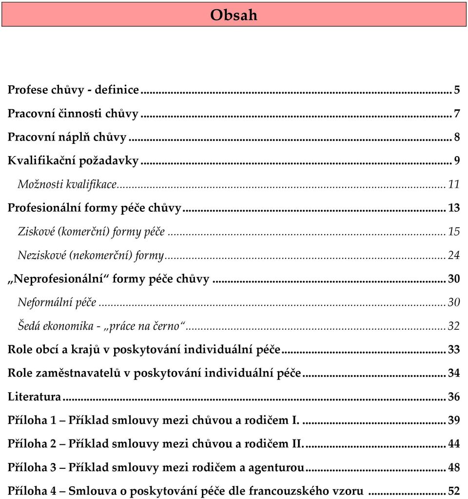 .. 32 Role obcí a krajů v poskytování individuální péče... 33 Role zaměstnavatelů v poskytování individuální péče... 34 Literatura.