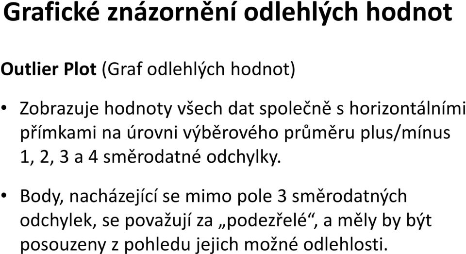 plus/mínus 1, 2, 3 a 4 směrodatné odchylky.