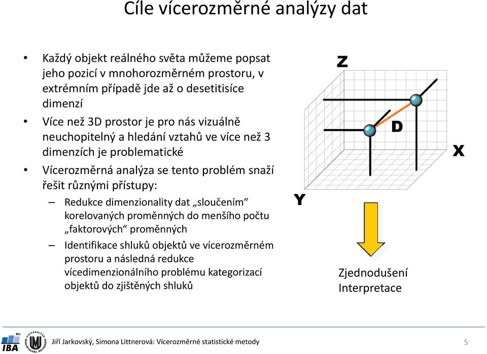 problém snaží řešit různými přístupy: Redukce dimenzionality dat sloučením korelovaných proměnných do menšího počtu faktorových proměnných Identifikace