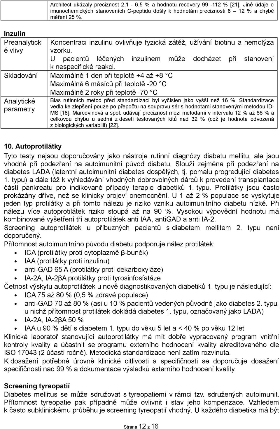 Skladování Maximálně 1 den při teplotě +4 až +8 C Maximálně 6 měsíců při teplotě -20 C Maximálně 2 roky při teplotě -70 C Analytické parametry Bias rutinních metod před standardizací byl vyčíslen