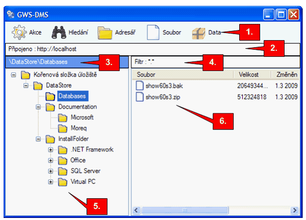 7. Doplňkový klientský nástroj pro přístup do úložiště Pro přístup do úložiště byl vytvořen program Gordic.WsDms.WinClient.exe.