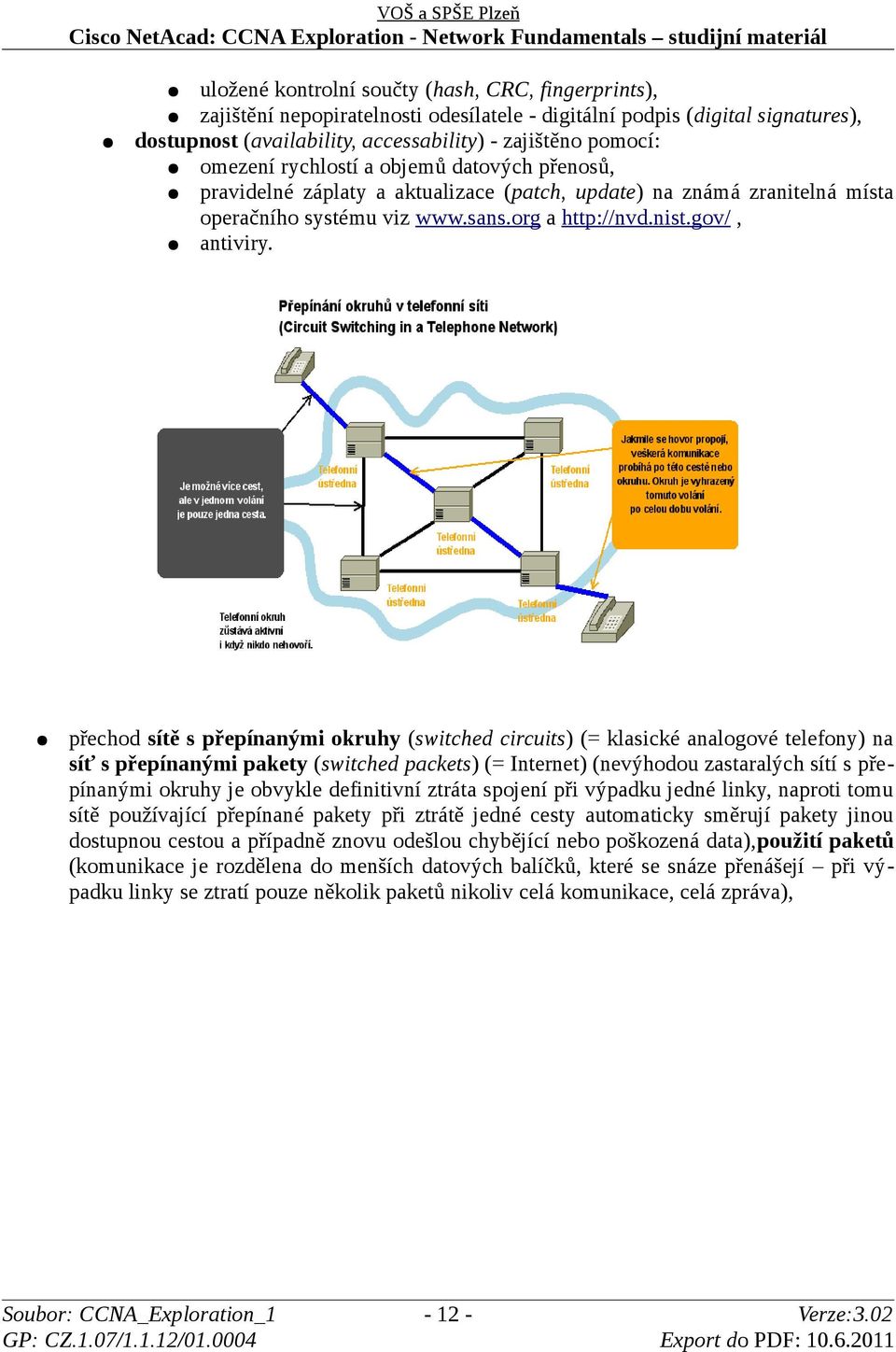 přechod sítě s přepínanými okruhy (switched circuits) (= klasické analogové telefony) na síť s přepínanými pakety (switched packets) (= Internet) (nevýhodou zastaralých sítí s přepínanými okruhy je