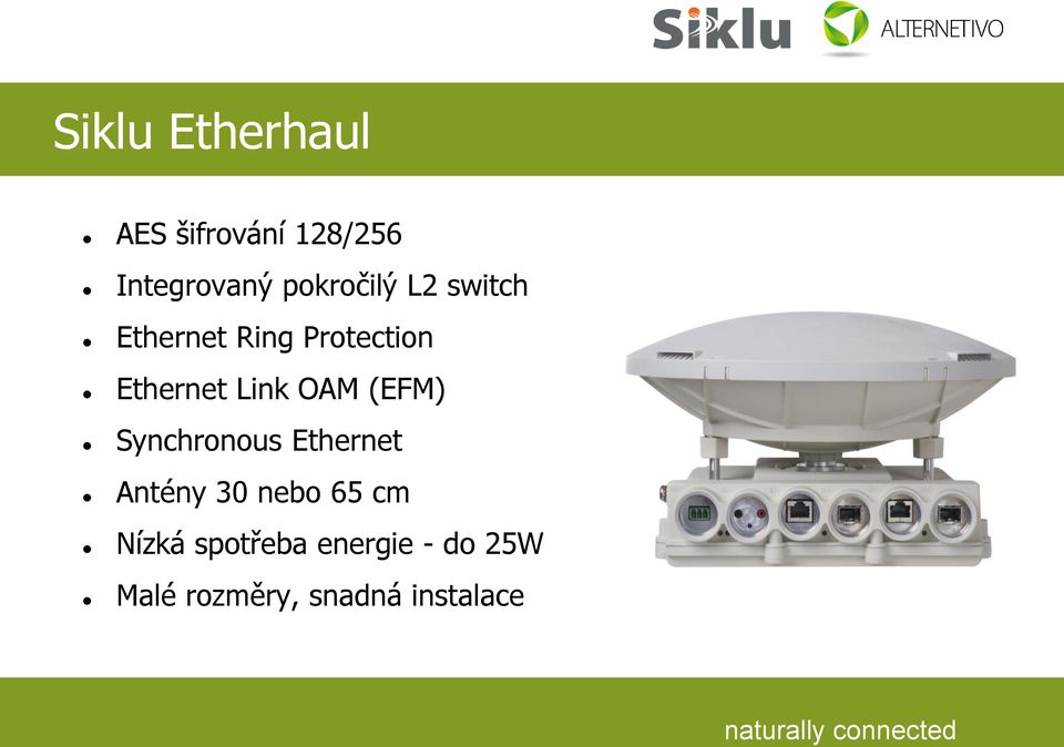 Link OAM (EFM) Synchronous Ethernet Antény 30 nebo 65