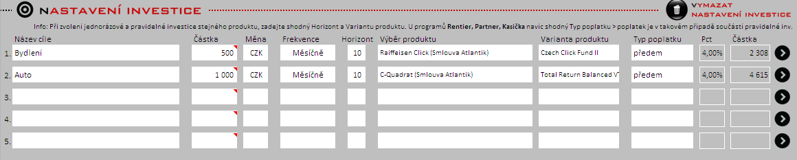 6. Důležitá upozornění 4. Výjimku tvoří produkty pod smlouvou (Smlouva Atlantik), kde je poplatek určován pro každou položku zvlášť. Př.