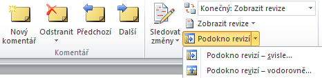 ZOBRAZENÍ KOMENTÁŘŮ Lze vypnout zobrazení komentářů. Tlačítko Zobrazit revize komentáře pak nejsou vidět, i když tam jsou.