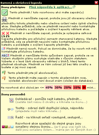 3.7 Grafický předzápis 3.7 Grafický předzápis 3.7.1 Schéma a popis 3.7.1.1 Generátor rozvrhu Obrázek 3.30: Legenda značení. V aplikaci je možnost nechat si automaticky počítačem vygenerovat rozvrh.