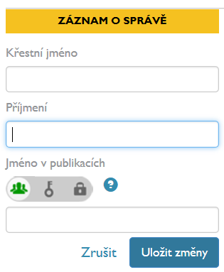 Po přihlášení do uživatelského účtu si uživatel vyplní svůj profil životopis. Uvede varianty jmen v publikacích, klíčová slova, údaje o vzdělání a zaměstnání, přehled svých projektů a výstupů.