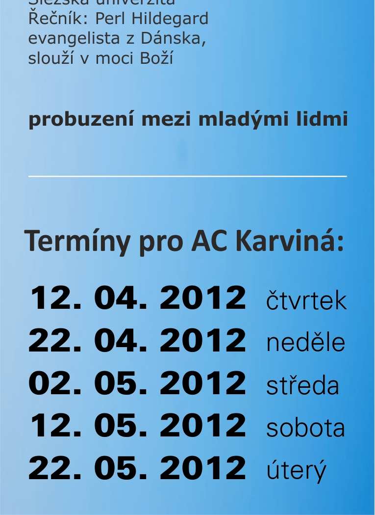 PROSBA O ZAPŮJČENÍ SBN 93/97 Pro účely sepsání kroniky mládeže sboru AC Karviná, prosím o zapůjčení Sborových novin, ročníky 1993-1997. Děkuji Jakub Koziel kontakt v kanceláři sboru adresa: tel.