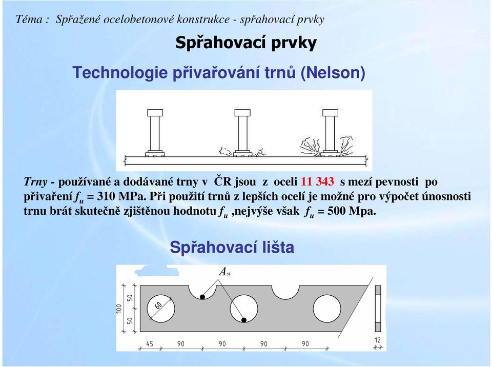 pevnosti po přivaření f u = 310 MPa.