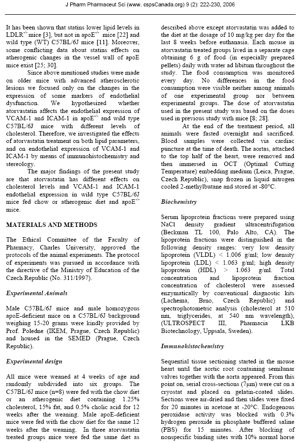 Atorvastatin has distinct effects on endothelial