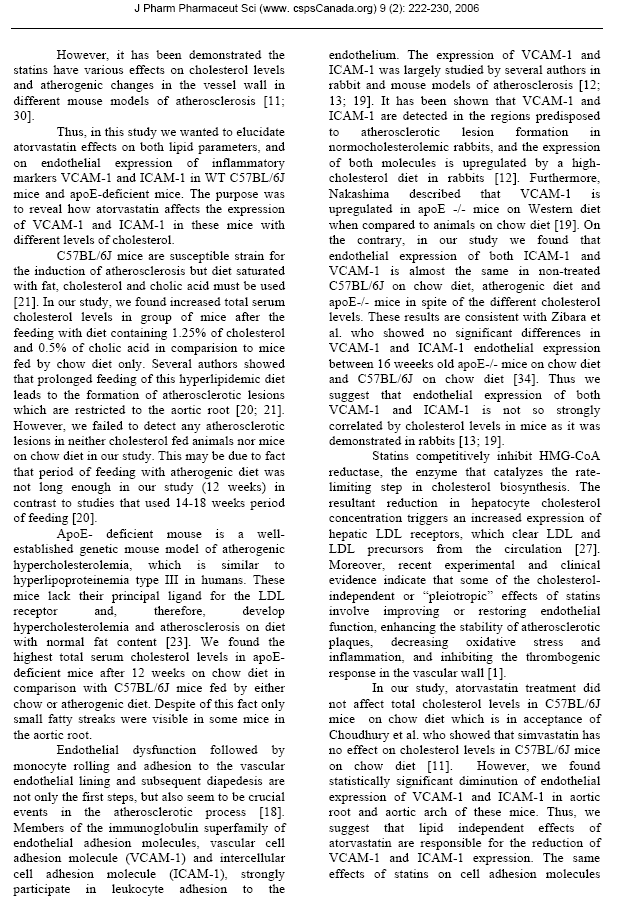 Atorvastatin has distinct effects on endothelial