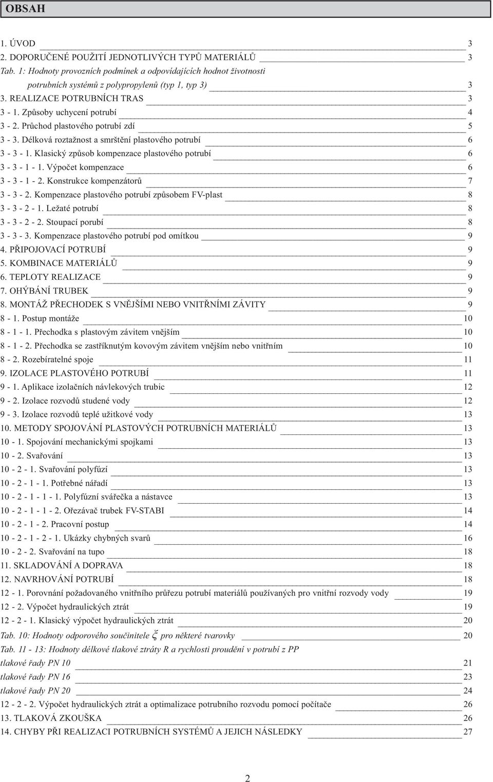 Klasický způsob kompenzace plastového potrubí 6 3-3 - 1-1. Výpočet kompenzace 6 3-3 - 1-2. Konstrukce kompenzátorů 7 3-3 - 2. Kompenzace plastového potrubí způsobem FV-plast 8 3-3 - 2-1.