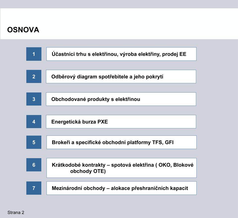 5 Brokeři a specifické obchodní platformy TFS, GFI 6 Krátkodobé kontrakty spotová
