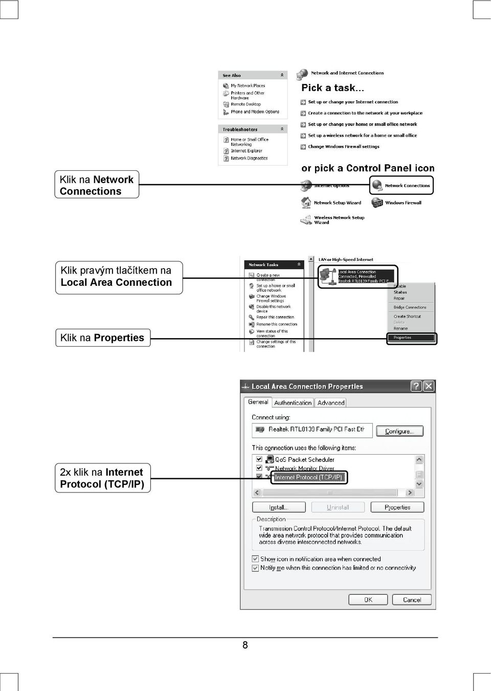 Connection Klik na Properties 2x