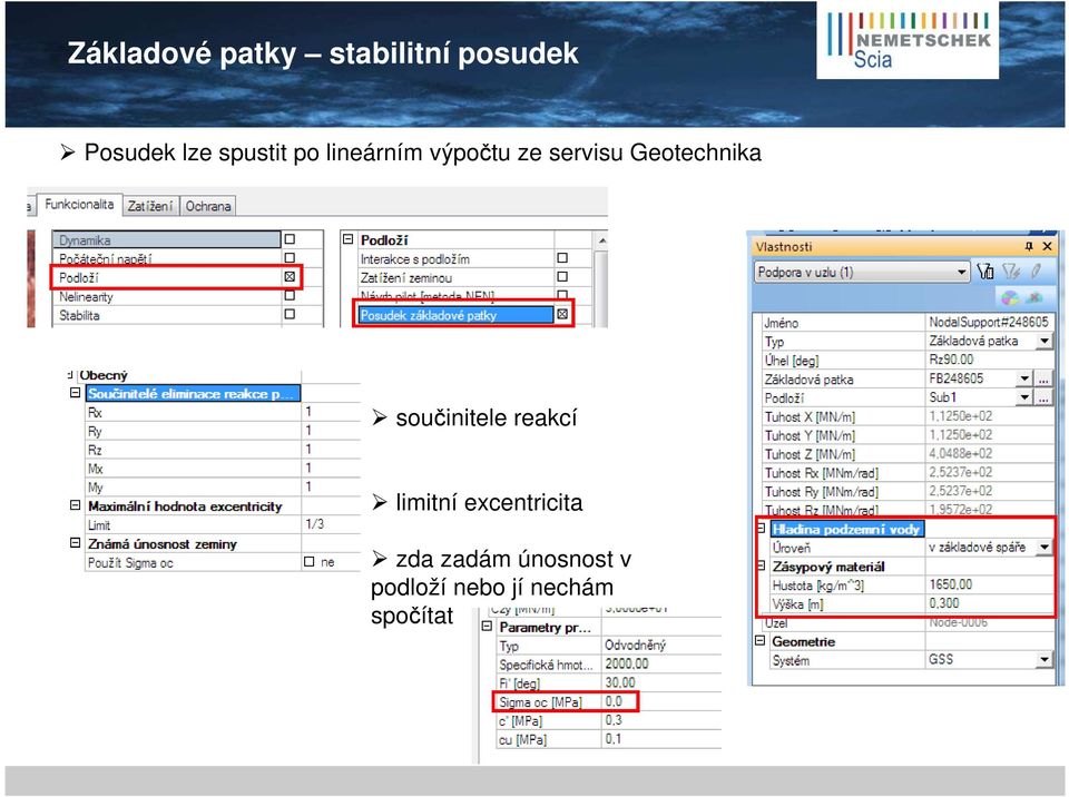 Geotechnika součinitele reakcí limitní