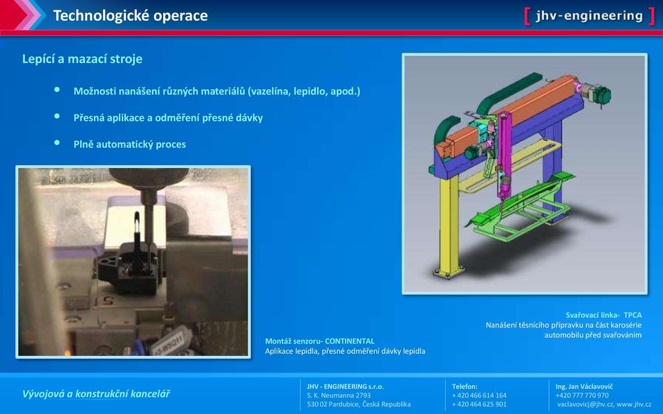 ) Přesná aplikace a odměření přesné dávky Plně automatický proces Montáž senzoru-