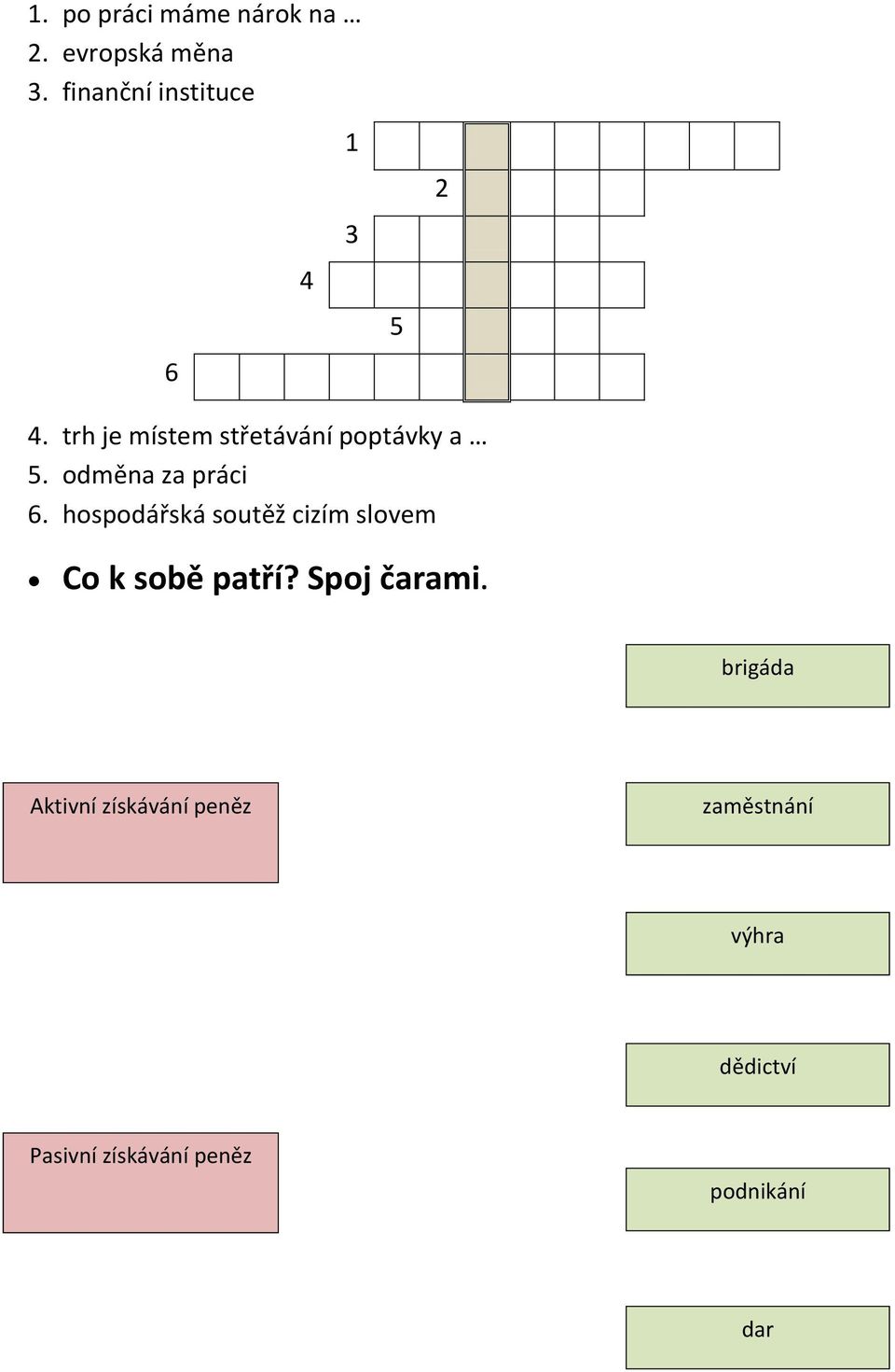 odměna za práci 6. hospodářská soutěž cizím slovem Co k sobě patří?