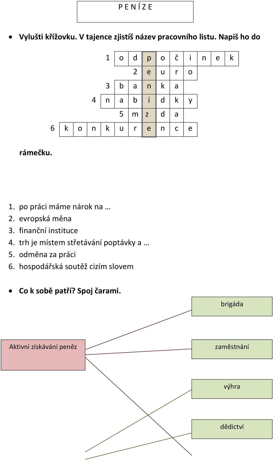 rámečku. 1. po práci máme nárok na 2. evropská měna 3. finanční instituce 4.