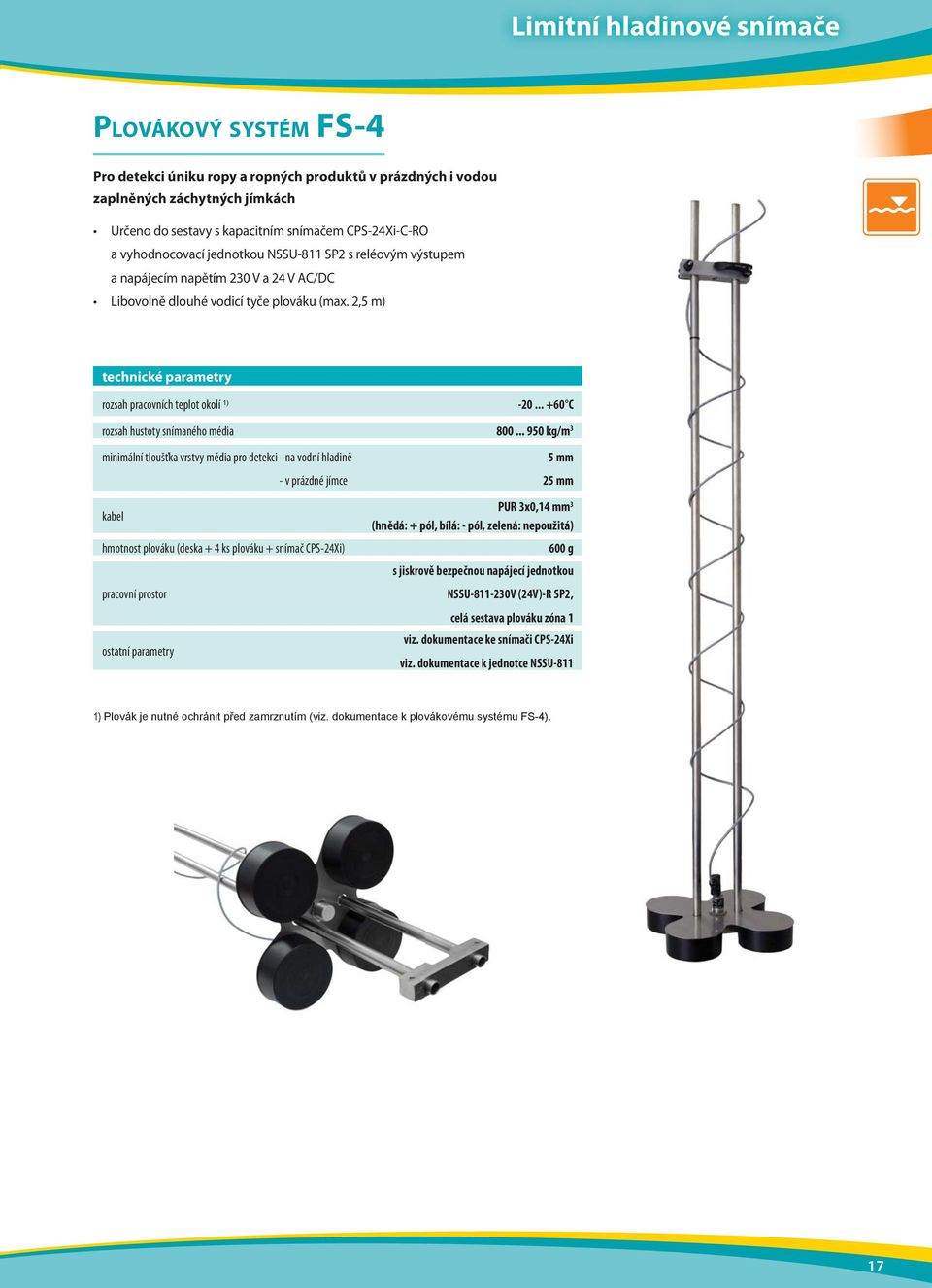 .. +60 C rozsah hustoty snímaného média 800.