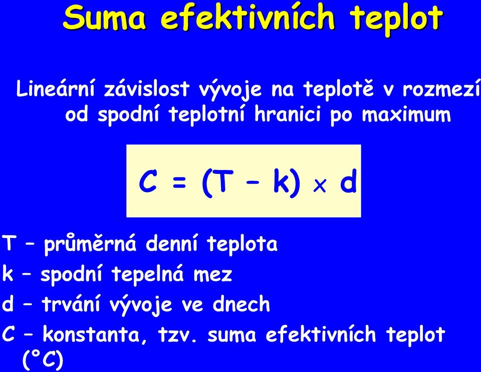 (T k) x d T průměrná denní teplota k spodní tepelná mez d