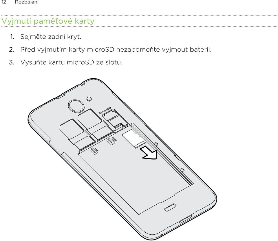 Před vyjmutím karty microsd
