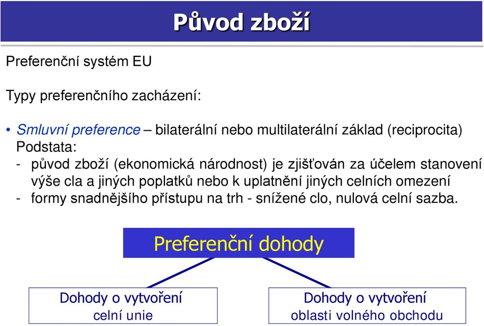 cla a jiných poplatků nebo k uplatnění jiných celních omezení - formy snadnějšího přístupu na trh - snížené