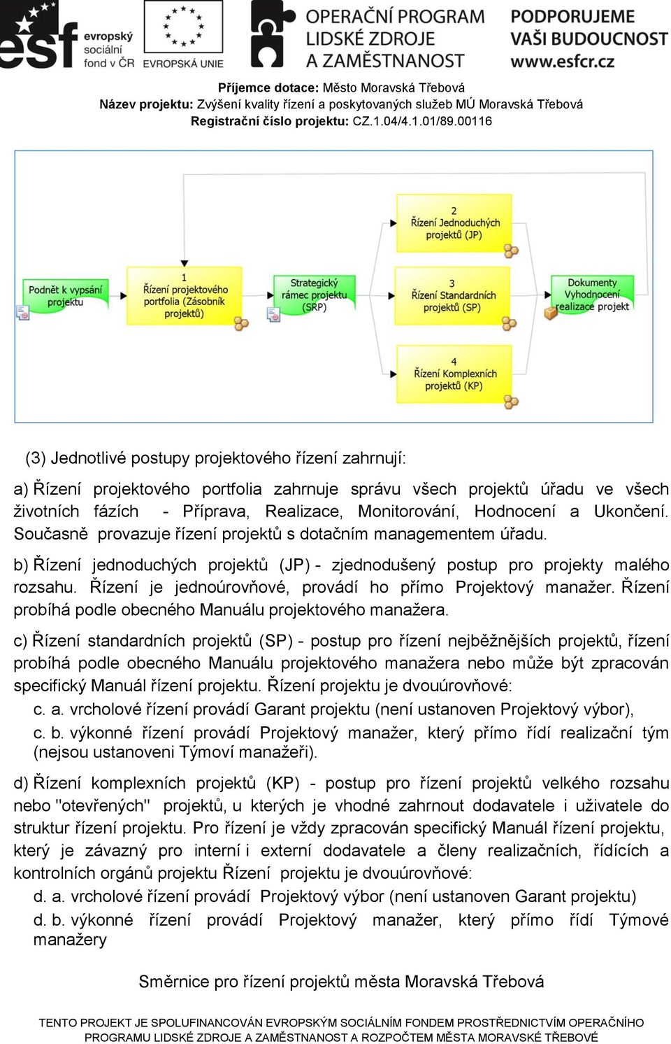 Řízení je jednoúrovňové, provádí ho přímo Projektový manažer. Řízení probíhá podle obecného Manuálu projektového manažera.