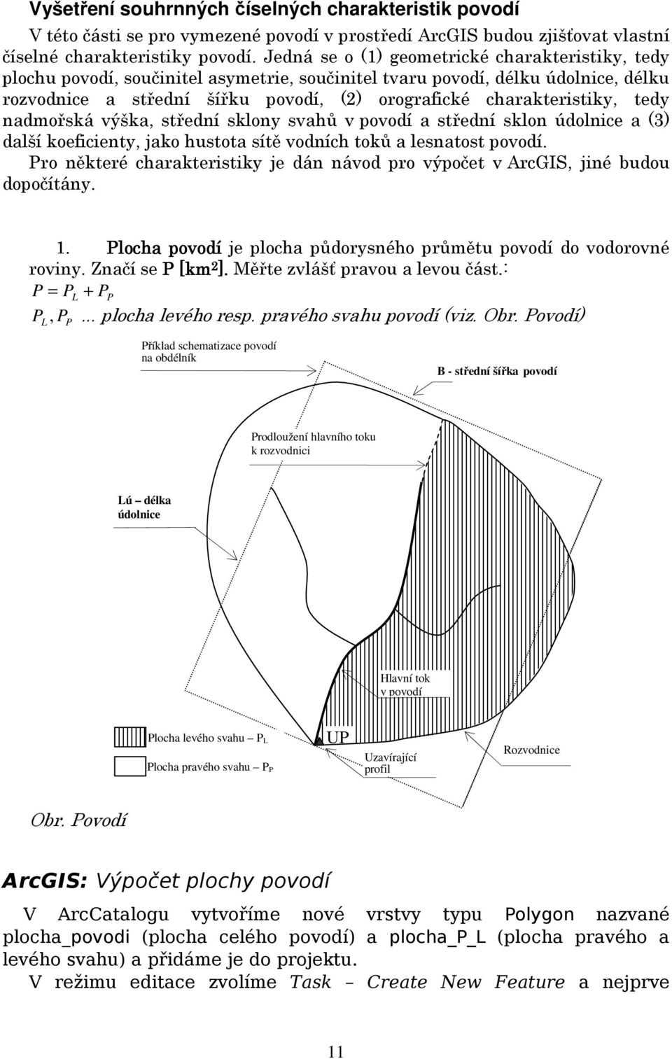 charakteristiky, tedy nadmořská výška, střední sklony svahů v povodí a střední sklon údolnice a (3) další koeficienty, jako hustota sítě vodních toků a lesnatost povodí.